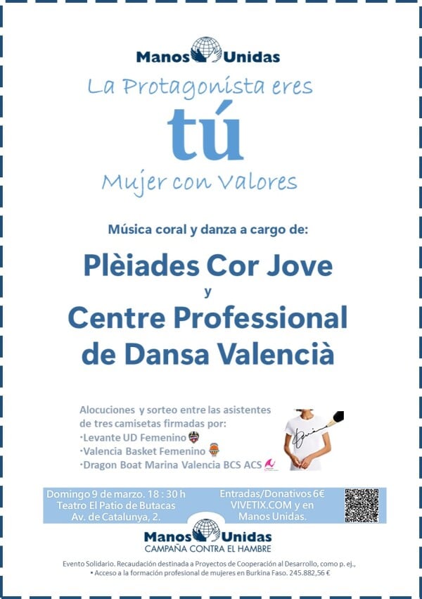 “La protagonista eres tú, mujer con valores”, evento solidario a beneficio de Manos Unidas